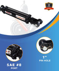 ✝️ 2x10 Hydraulic Cylinder - 2 Bore 10 Stroke Double Acting Tie Rod Hydraulic Cylinder, SAE#8 Port, 3000 PSI, front view