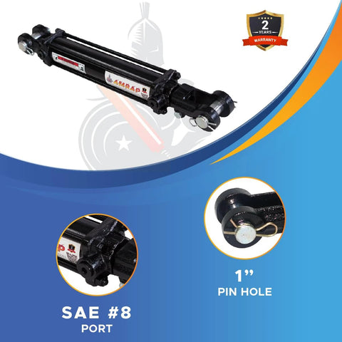 ✝️ 2x10 Hydraulic Cylinder - 2 Bore 10 Stroke Double Acting Tie Rod Hydraulic Cylinder, SAE#8 Port, 3000 PSI, front view