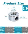 Sixteen 3/16 Bore Shaft Collars Set by Luyostik, Zinc Plated Solid Steel, 7/16 Inch OD, 1/4 Inch Width, Set Screw Type