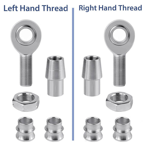 3/4 inch Heim Joint Rod End Kit, right and left hand thread chromoly joints, includes tube adapters, jam nuts, spacers, 2 piece set