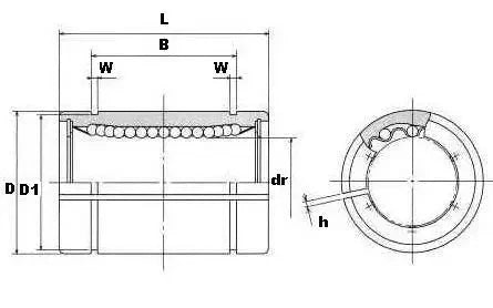 Technical diagram of ✝️ NB SW12AJ 3/4" inch Stainless Steel Adjustable Ball Bushings Linear Motion for smooth machine alignment.