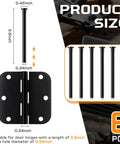 Image showing the size and details of Six Pack Three Point Five Inch Hinge Pins For Doors Stainless Steel Replacement in black finish.