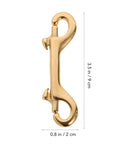 4 Pack 3.5 Inch Brass Double Ended Bolt Snap Clips with dimensions shown, heavy duty, for dog leashes, awnings, sports gear, corrosion resistant.