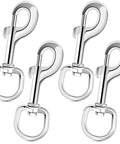 4-pack 3.5 Inch Swivel Eye Bolt Snap Hooks, 154 Lbs Load Capacity, Zinc Alloy, Single Ended Flag Clips, 360 Degree Swivel Trigger Lock