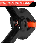 Close-up view of 12 Pack 3.5 Inch Plastic Spring Clamps Heavy Duty Nylon Craft Clips with high strength spring mechanism.