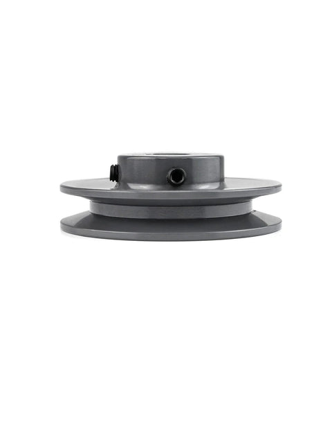 3.75 Inch V Belt Pulley With One Groove Fixed Bore Five Eighths Inch Cast Iron shown from side view