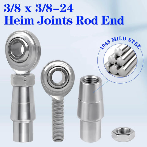 3/8 x 3/8-24 Heim Joint Rod End Kit with RH and LH Threads, Chromoly Joints, Bung, Misalignment Spacers, .058 Wall Tube, 4 Set