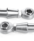 Close-up of 3/8 inch Heim Joint Rod End Kit with chromoly panhard rod ends, right and left hand thread, tube adapters and jam nuts.