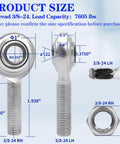 3/8 x 3/8-24 Heim Joint Rod End Kit with RH & LH Threads shown with dimensions and chromoly material details, 7605 lb load capacity.