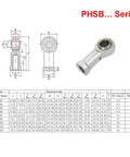 Heavy Duty Rod End Bearing 3/8 Inch Bore 3/8-24 Right Hand Thread Self Lubricating Female Heim Joint Two Pack With Jam Nuts