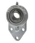 Front view of MUCFB207-22NP 3-Bolt Flange Bearing Housing with Set-Screw Insert, Nickel-Plated Stainless Steel, 1-3/8 in Bore.