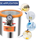 3 Gallon Pro Grade Tempered Glass Lid Vacuum Chamber Kit for stabilizing wood degassing silicones epoxies and essential oils, BACOENG.