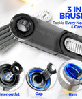 Six Pack Bottle Brush Set With 14 In Stainless Steel Handles featuring a 3-in-1 cleaner tool for water outlets, gaps, and rims