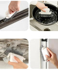 3-In-1 Removable Window Slot Brush With Hidden Scraper for cleaning various surfaces including grooves, pans, and kitchen appliances
