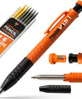 On-site marking made effortless with this 3-in-1 carpenter pencil featuring a comfortable finger grip, sharpener, and color-coded leads.
