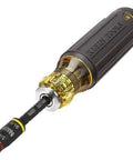 Three In One Flip Socket For Impact Drivers With One Quarter Inch Quick Connect And Five Sixteenth Inch Hex Drivers Deep And Shallow Positions SAE Socket And Bit Holder Rare Earth Magnet Three Inch Length Impact Rated shown with screwdriver handle