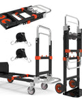 ✝️ 3 in 1 Heavy Duty Folding Hand Truck with Telescopic Handle and Rubber Wheels, Convertible Portable Steel Dolly, Foldable Utility Cart