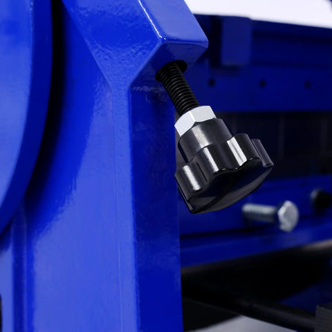 Close-up of knob on 3-In-1 12 Inch Sheet Metal Machine with shear press brake and slip roll, solid construction for efficient use.