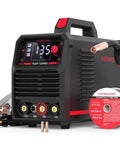 3 In 1 135 Amp MIG Welder With Flux Core 110V IGBT Inverter, digital display, and welding accessories view