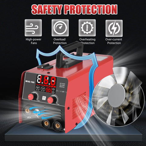 3 In 1 Welding Powerhouse For Home Pros And DIYers, 160 Amp Flux Core, Lift TIG And Stick Welder in One Portable Safety Features