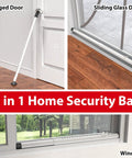 3 In 1 Sliding Door Security Bar From Inside Heavy Duty Adjustable Front Door And Window Barricade Door Jammer Lock Protector