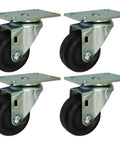 Set of 4 metal and rubber 3” Bakery Rack Oven Casters, Handles temperatures up to 475°F Continuous & 550 °F Intermittent, No Brakes.