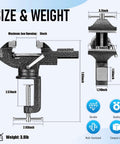 3 Inch Bench Vise Heavy Duty Clamp On With Anvil And 360 Degree Swivel Base showing size and dimensions