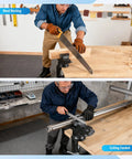 Person using 3 Inch Bench Vise Heavy Duty Clamp On With Anvil And 360 Degree Swivel Base for woodworking and conduit cutting.