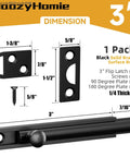 3 Inch Solid Brass Surface Bolt Beefy Built Heavy Duty Concealed Sliding Door Bolt Latch dimensions and components.