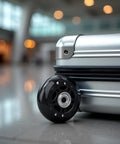 3 Inch Caster Wheels With 608ZZ Bearing 76x24x8mm Silent Black Transparent PU Replacement Wheels for luggage carts installed close-up
