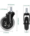 Three Inch Thread Screw In Office Chair Caster Wheels Not Metric M10 Three Eighths Inch Thread With Sixteen Threads Per Inch PU Rubber