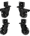 Three Inch Side Mount Caster Wheels Set Of Four With Two Brakes And Two Without Brakes, Heavy Duty Industrial Casters With L Shaped Bracket