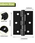 6-Pack Black Door Hinges dimensions, 3 Inch Heavy Duty Stainless Steel Hinge for Interior Exterior Doors with Matte Black Finish.