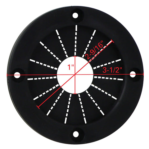 Front view of Rigging Grommet 3 Inch Black For Boats And Docks With Rugged Rubber Center And Durable Plastic Ring Protects Lines