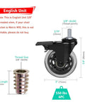 Diagram of Threaded Stem Casters Three Eighths Inch 16UNC With Brake, Heavy Duty Three Inch Swivel Caster, Set Of 4 with measurements.