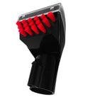 Close-up of 3-Inch Tough Stain Brush Tool with red bristles for Upright and Portable Carpet Cleaners, no-slip grip handle visible