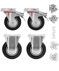 3 Inch Heavy Duty Caster Wheels Set Of 4 With Brakes, 360 Degree Swivel Locking Casters In Non Marking Polyurethane Rubber with hardware