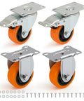 3-Inch Caster Set 4 Pieces With Brake And Fixed Wheel Combination For Mobile Metal Racks Carts Farm Equipment And Industrial Applications, Swivel Casters With Double Locking Brakes And Fixed Wheels, 1000 Lb Load Capacity, Screws Included