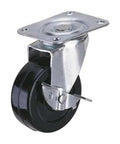 ✝️ 3" inch Caster Wheel 88 Lbs - Center Brake Rubber - Top Plate Mount shown in front angle view