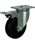 3" inch Caster Wheel - Brake Phenolic - 0-250ºC - Top Plate Mount for smooth motion in mechanical systems, 1-pack, side view