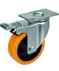 3" inch Caster Wheel - Brake - PVC - Top Plate Mount for smooth motion and stable alignment, shown in side view for 1-pack use