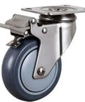 ✝️ 3" inch Caster Wheel w/ Brake - Plate Stainless Steel TPR for smooth motion and stable alignment, side view