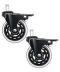 Traeger 3 Inch Swivel Caster Wheels With Brakes Set Of 2 For Pellet Grills, black metal design with brake locks, side view
