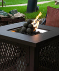 Outdoor fire pit with 3 Inch Ceramic Fire Balls 20-Pack Modern Accessory for Indoor and Outdoor Fire Pits or Fireplaces – Brushed Concrete Look, Midnight Black