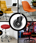 Five Pack Office Chair Wheels 3 Inch Heavy Duty Replacement Casters with Smooth Rolling Quiet Floor Protectors in office setting