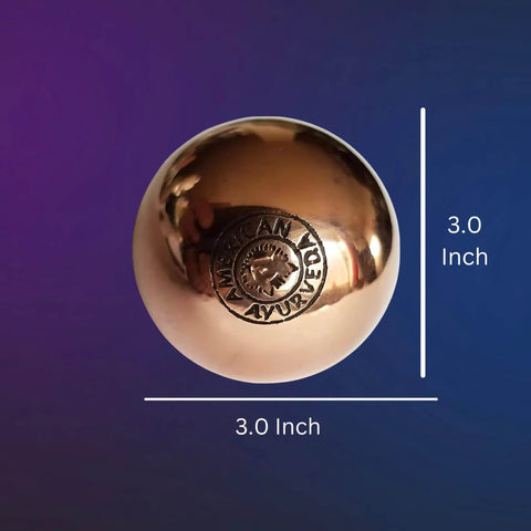 3 inches Copper Ball. Copper Metal Ball with engraving, 3.0 inch diameter for meditation, energy work, displayed on gradient background
