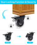 3 Inch Plate Caster Set Of 4 With Brake Dual Locking Heavy Duty Top Plate Industrial Swivel Casters Load Capacity 600 Lbs Ideal For Cart And Trolley Applications Safe Mobility And Easy Positioning