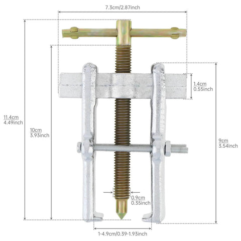 Front view of Three Inch Two Jaw Bearing Puller Tool Set With Adjustable Carbon Steel Mandrel Gear Pulley And Flywheel Remover