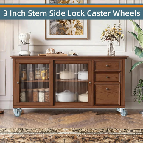 Furniture piece with Rubber Swivel Caster With Side Brakes, 3 Inch Wheel, Threaded Stem 3/8 Inch Diameter, Heavy Duty Set of 4.