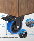 Side view of 3 Inch Caster Wheels Set Of 4 Heavy Duty With Brake And Dual Locking Casters, Quiet Polyurethane Foam Wheels